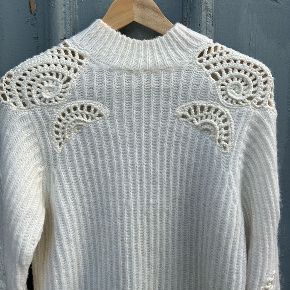 Vince Cream mock alpaca wool turtleneck with crochet, size xs - Picture 6 of 11